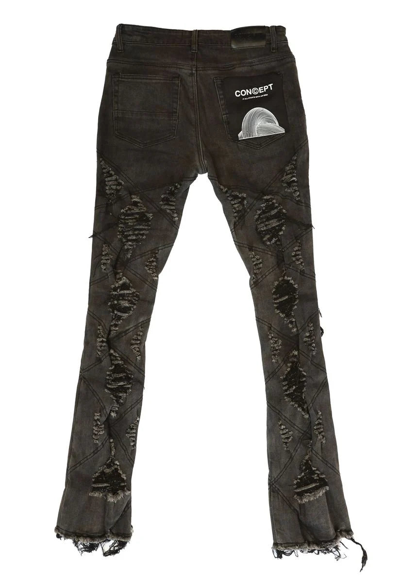 CONCEPT LA DISTRESSED STACKED DENIM J-034