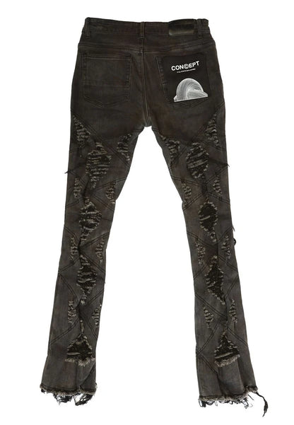 CONCEPT LA DISTRESSED STACKED DENIM J-034