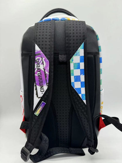 SprayGround SHARK CENTRAL STENCILS WHITE DLXSV BACKPACK (B7619)