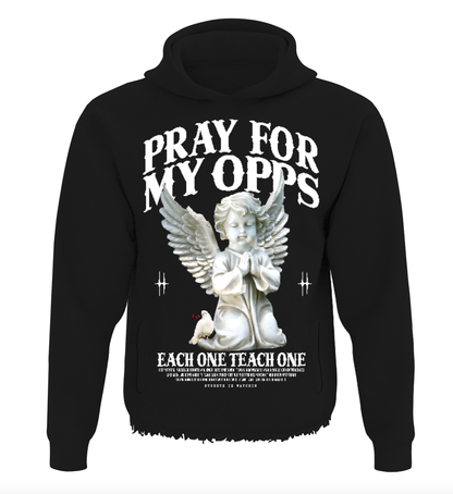 Streetz Iz Watchin CROP PRAY FOR MY OPPS HOODIE BLACK