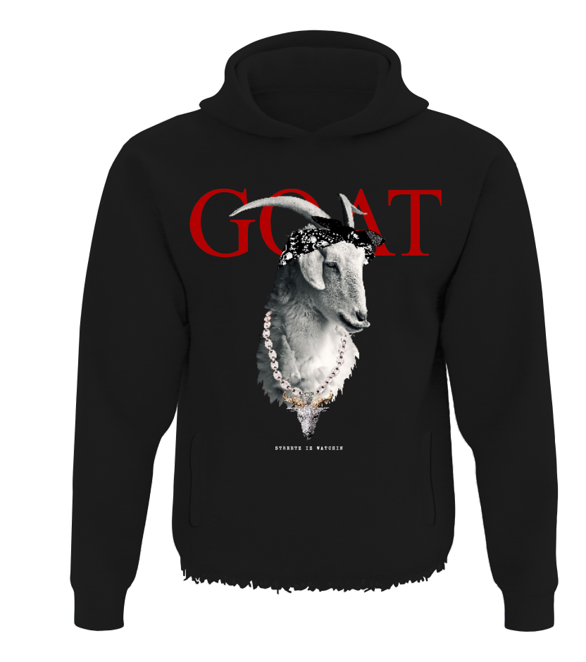Streetz Iz Watchin CROP GOAT HOODIE BLK/RED