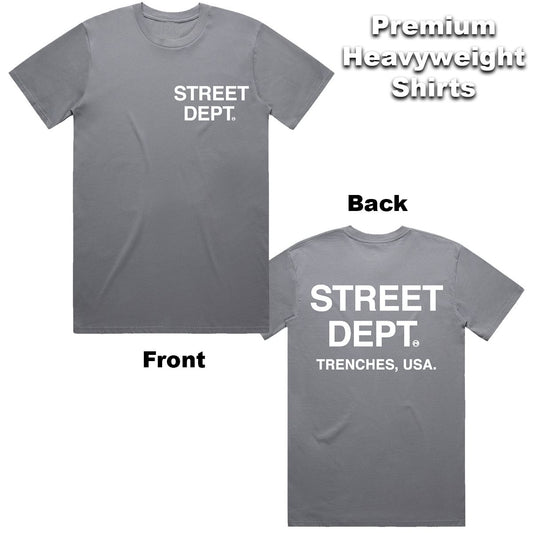 STREET DEPT T-SHIRT- Dark Gray w/ White