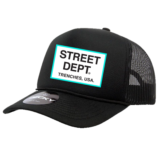 STREET DEPT - Trucker Hat- Black w/ Aqua