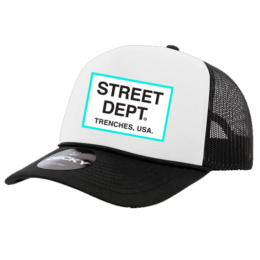 STREET DEPT - Trucker Hat (STDPT200) WHITEBLACK/AQUA