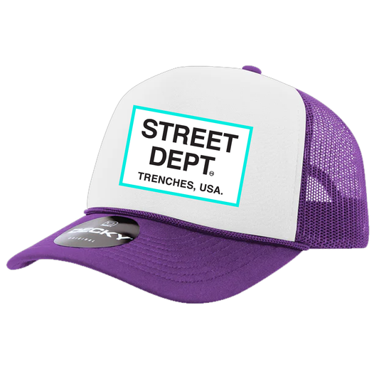 STREET DEPT - Trucker Hat (STDPT200) WHITEPURPLE/AQUA