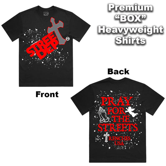 STREET DEPT PRAY FOR THE STREETS TEE- Black w/ Red