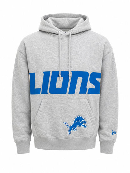 NEW ERA MEN  DETROIT LIONS GRAY LOGO PULLOVER HOODIE