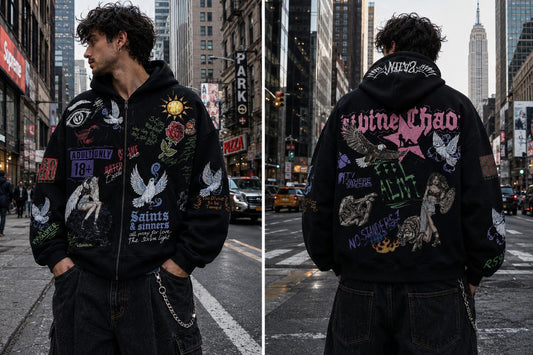 ROKU STUDIO MEN DIVINE CHAOS FADED ZIP-DOWN HOODIE (RK542140)