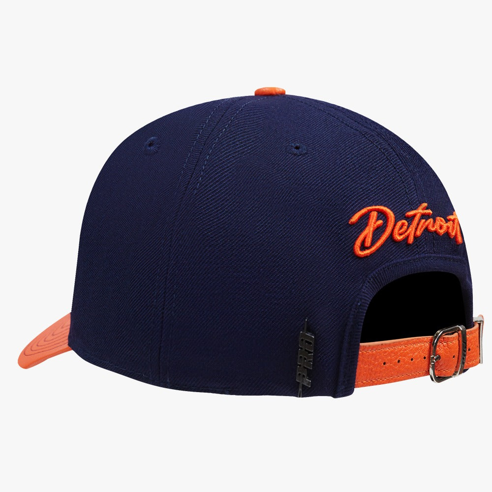 PRO STANDARD DETROIT TIGERS S-STACKED PINCH FRONT STRAPBACK,MIDNIGHT NAVY