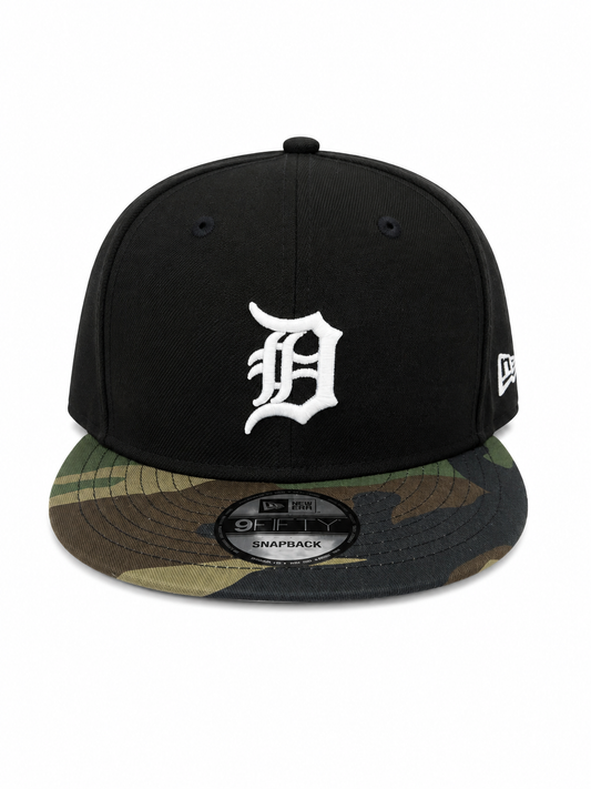 NEW ERA DETROIT TIGERS BLACK/WOODLAND 9FIFTY SNAPBACK CAP