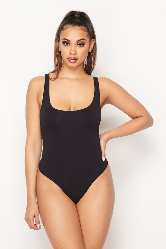 HOT&DELICIOUS- VISCOSE TANK BODYSUIT- BLACK