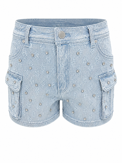 REDFOX HIGHWAIST WOMEN'S DENIM SHORTS W/CARGO POCKETS-PS3631