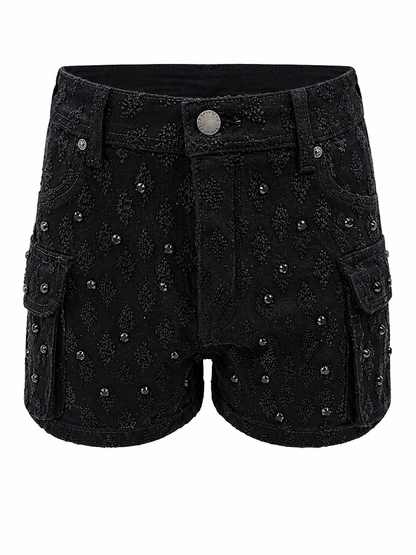REDFOX HIGHWAIST WOMEN'S DENIM SHORTS W/CARGO POCKETS-PS3631