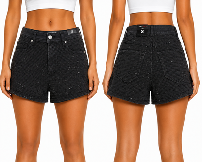 REDFOX HIGHWAIST WOMEN'S DENIM SHORTS W/RHINESTONES-PS3635
