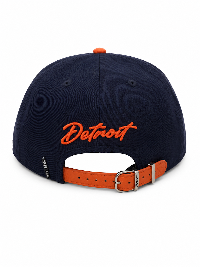 PRO STANDARD DETROIT TIGERS MIDNIGHT NAVY/ORANGE TIGER LOGO STRAPBACK CAP