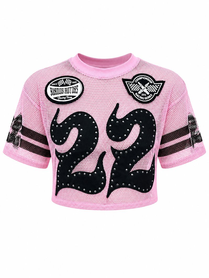 REDFOX WOMEN'S "HUSTLE&GLOW" CROP MESH JERSEY (TE1620)