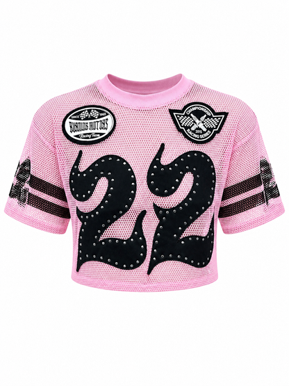 REDFOX WOMEN'S "HUSTLE&GLOW" CROP MESH JERSEY (TE1620)