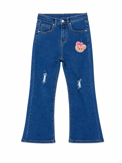 CUTIE PATOOTIE DENIM FLARE LEG BEAR PANTS