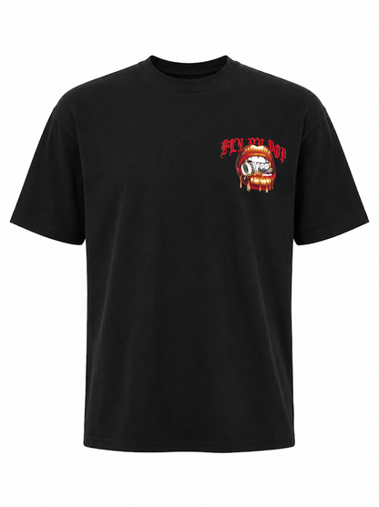 FLY BY POPULARITY GOLDEN LIPS OVERSIZED TEE