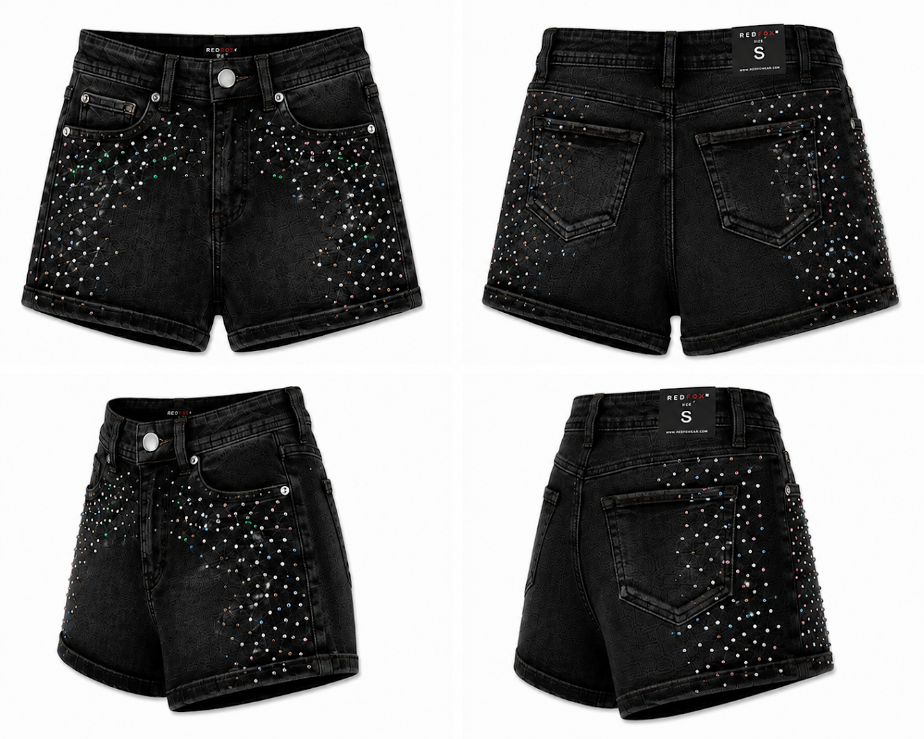 REDFOX RHINESTONE WOMEN'S DENIM SHORTS-PS3641