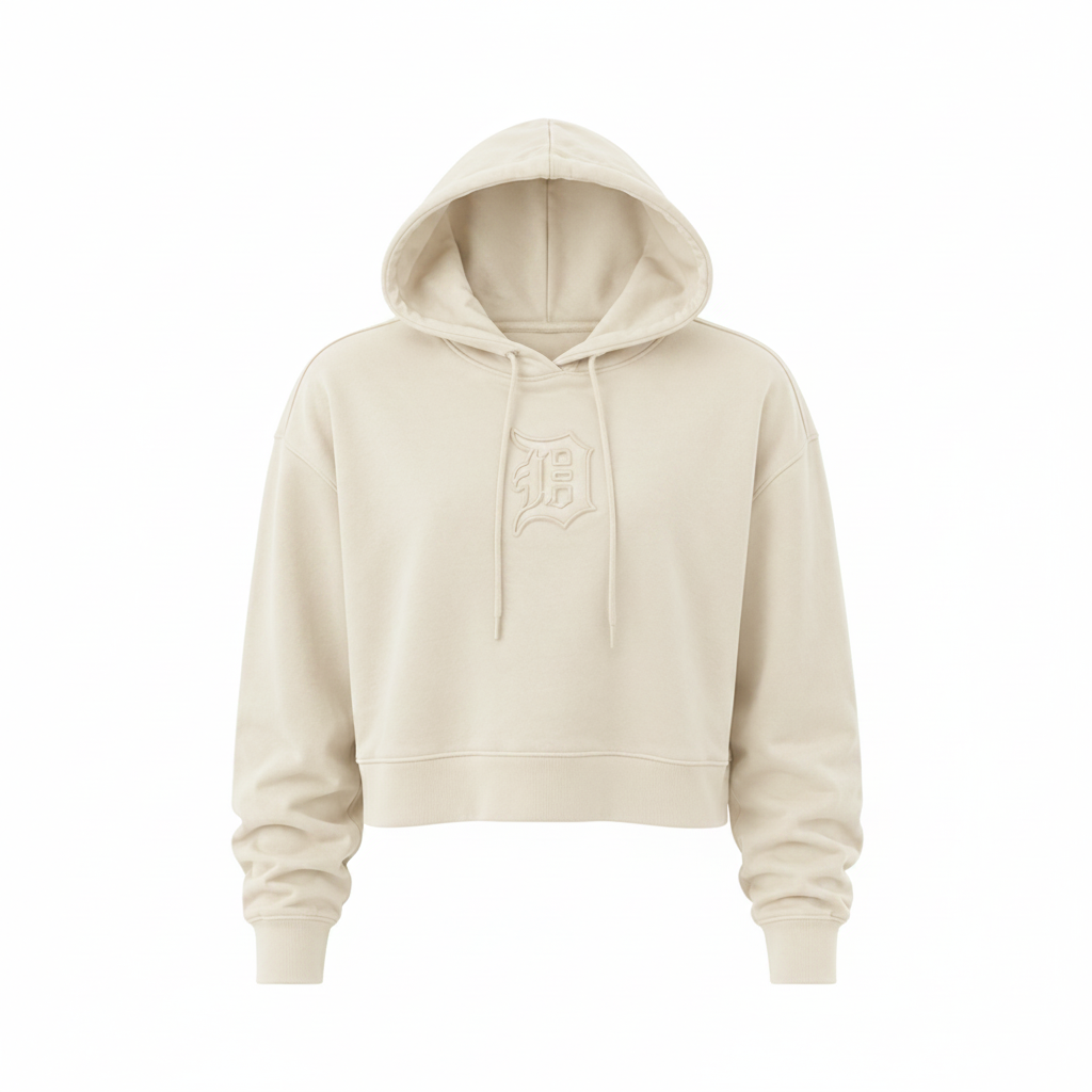 PRO STANDARD MLB DETROIT TIGERS NEUTRAL CROPPED WOMEN'S PULLOVER HOODIE