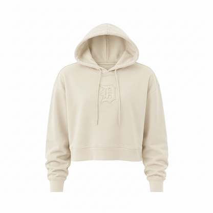 PRO STANDARD MLB DETROIT TIGERS NEUTRAL CROPPED WOMEN'S PULLOVER HOODIE