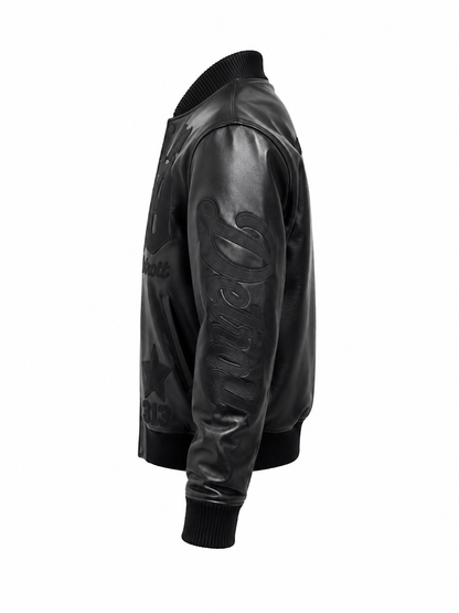 ROKU STUDIO MEN'S DETROIT STONED PU LEATHER VARSITY JACKET (#RK6481895)