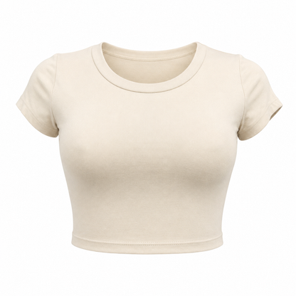 SHARP TRADING WOMEN ROUND-NECK CROP TEE