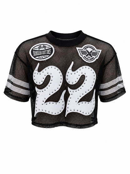REDFOX WOMEN'S "HUSTLE&GLOW" CROP MESH JERSEY (TE1620)