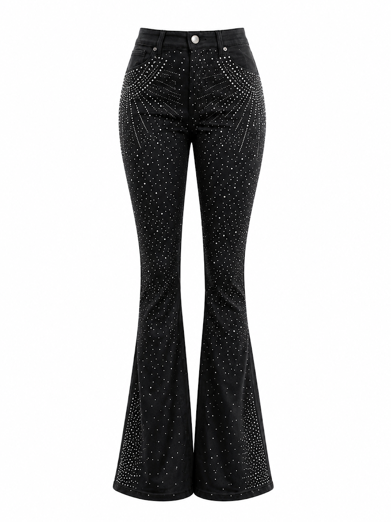 REDFOX HIGHWAIST PULEATHER STACKED W/RHINESTONES  (PA1549L)