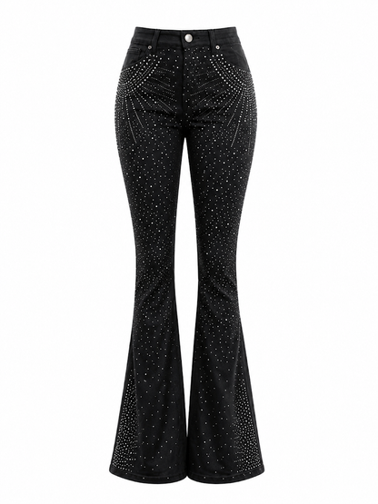 REDFOX HIGHWAIST PULEATHER STACKED W/RHINESTONES  (PA1549L)