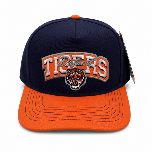 PRO STANDARD DETROIT TIGERS MIDNIGHT NAVY/ORANGE TIGER LOGO STRAPBACK CAP