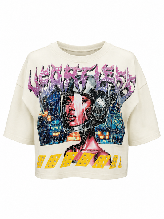REDFOX WOMEN'S "HEARTLESS CYBER DOLL" CROP TEE