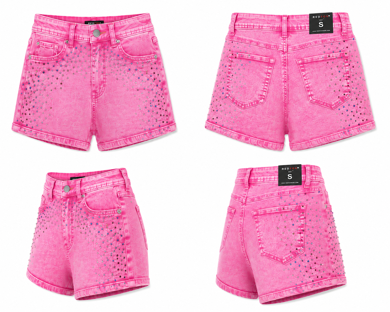 REDFOX RHINESTONE WOMEN'S DENIM SHORTS-PS3641