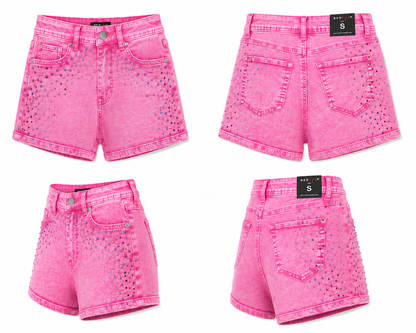 REDFOX RHINESTONE WOMEN'S DENIM SHORTS-PS3641