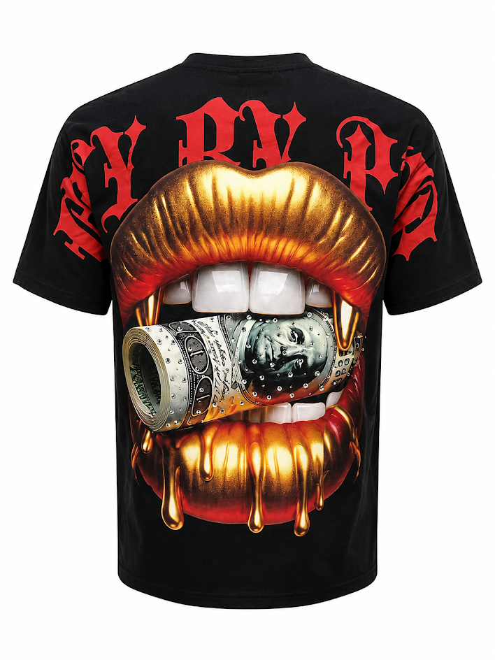 FLY BY POPULARITY GOLDEN LIPS OVERSIZED TEE