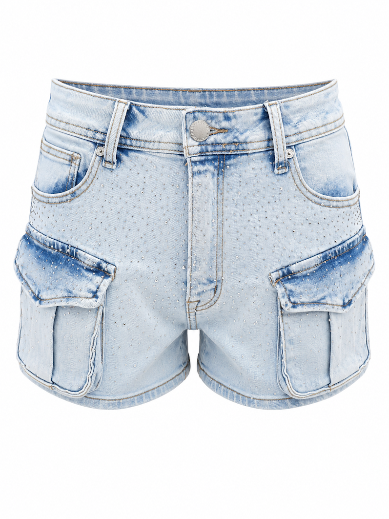 REDFOX WOMEN'S FRONT POCKET RHINESTONE SHORTS
