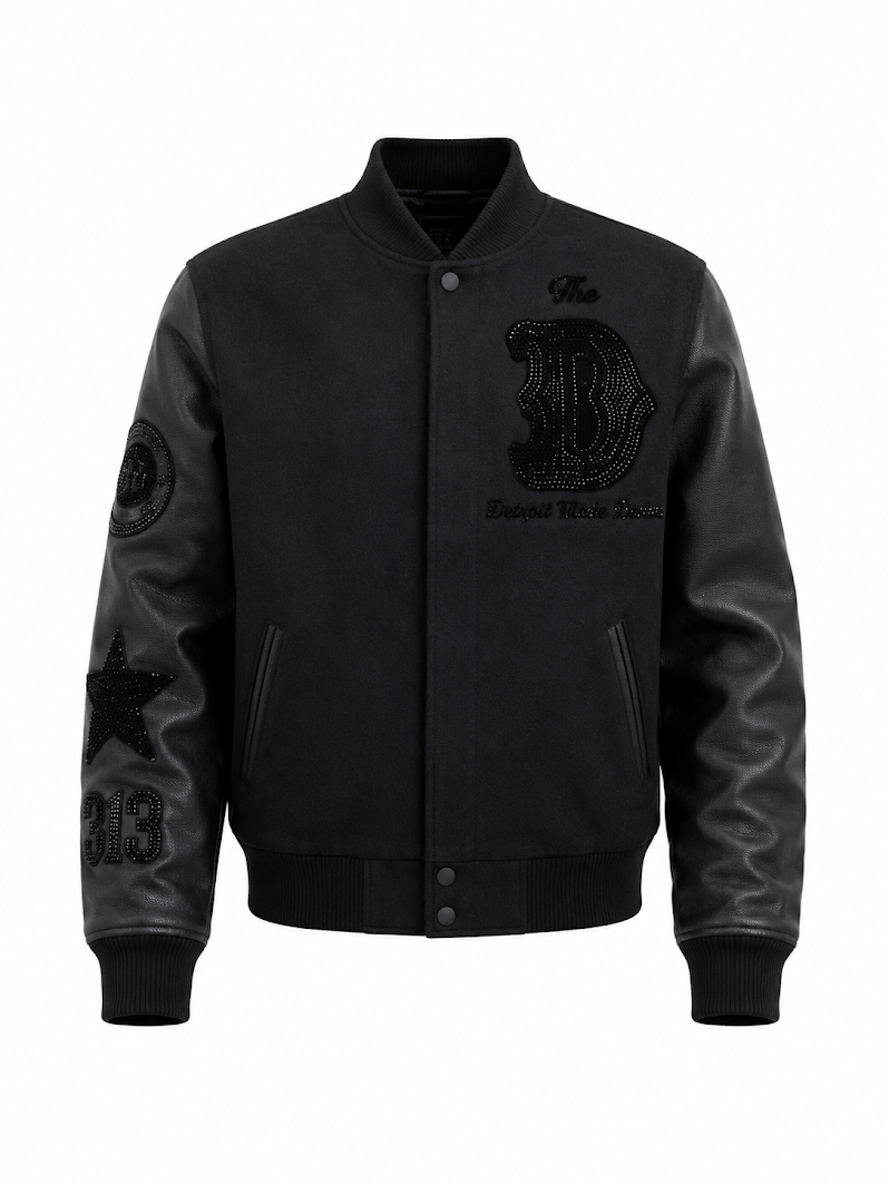 ROKU STUDIO MEN'S MOTOR CITY STONED VARSITY JACKET (#RK6481891)