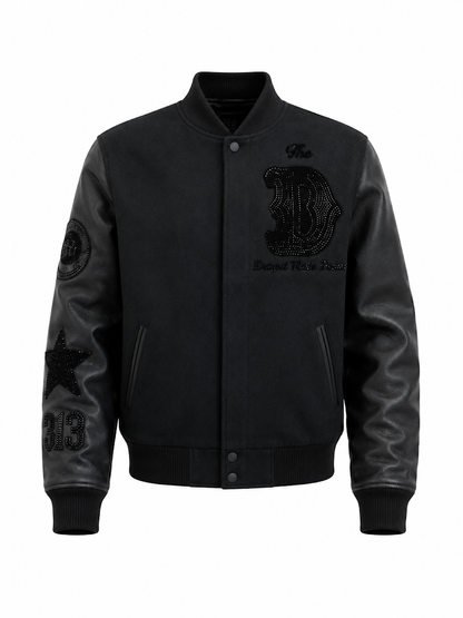 ROKU STUDIO MEN'S MOTOR CITY STONED VARSITY JACKET (#RK6481891)