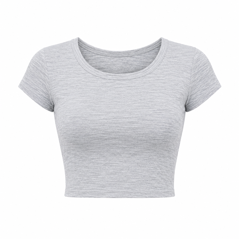SHARP TRADING WOMEN ROUND-NECK CROP TEE