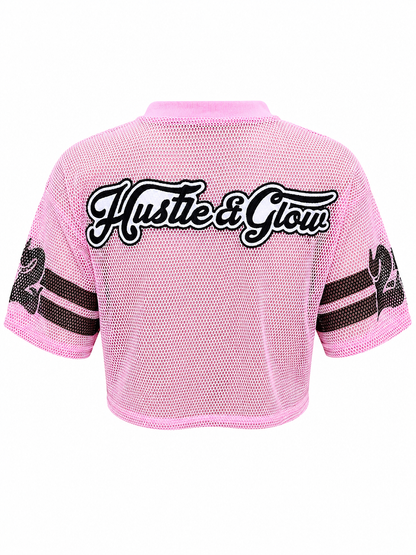 REDFOX WOMEN'S "HUSTLE&GLOW" CROP MESH JERSEY (TE1620)