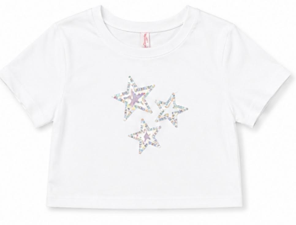 CUTIE PATOOTIE GIRL'S SHORT SLEEVE TOP W/STAR'S SEQUINS