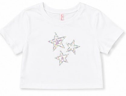 CUTIE PATOOTIE GIRL'S SHORT SLEEVE TOP W/STAR'S SEQUINS