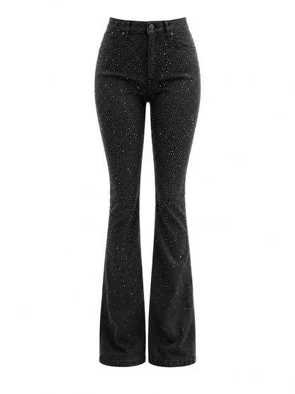 REDFOX WOMEN PULEATHER W/RHINESTONES STACKED PANTS (PA1580)