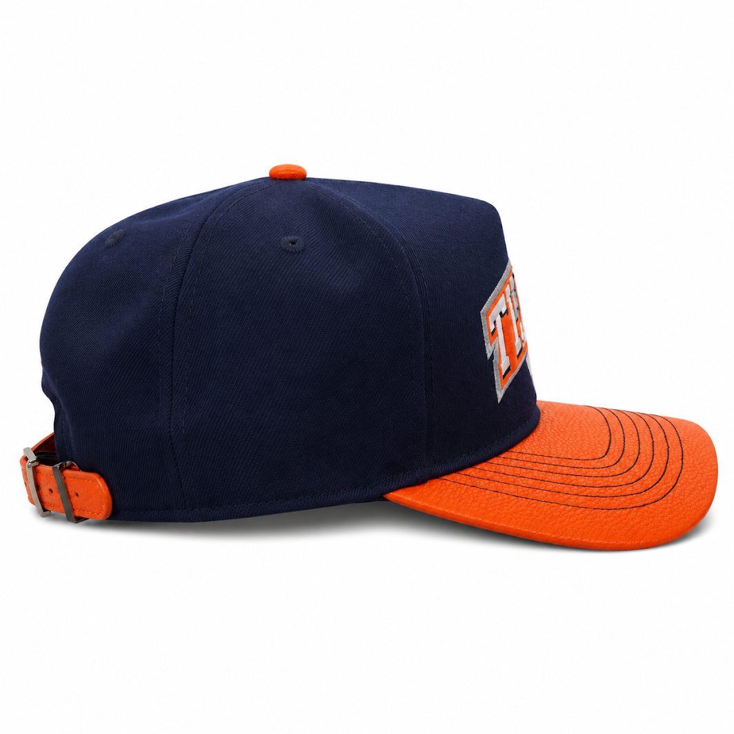 PRO STANDARD DETROIT TIGERS MIDNIGHT NAVY/ORANGE TIGER LOGO STRAPBACK CAP
