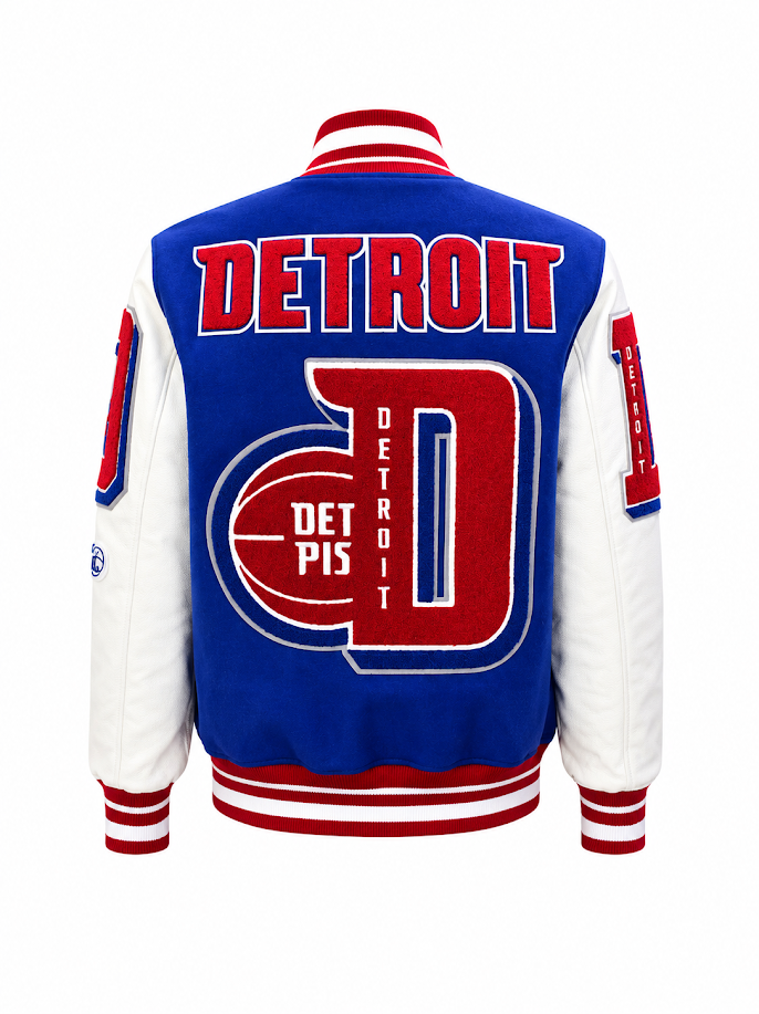 PRO STANDARD DETROIT PISTONS MASH UP WOOL VARSITY JACKET