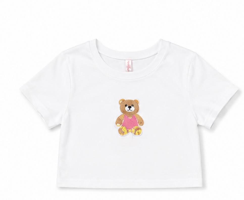 CUTIE PATOOTIE GIRL'S SHORT SLEEVE TOP W/BEAR PATCH