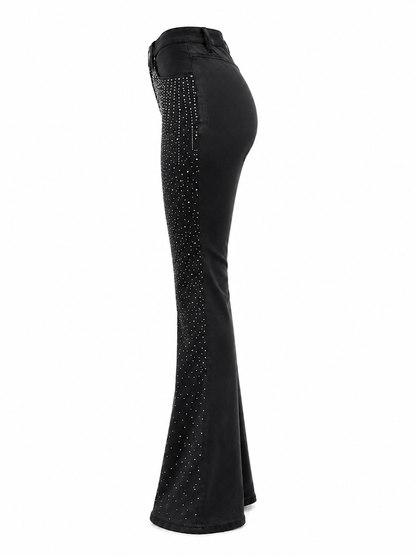 REDFOX HIGHWAIST PULEATHER STACKED W/RHINESTONES  (PA1549L)