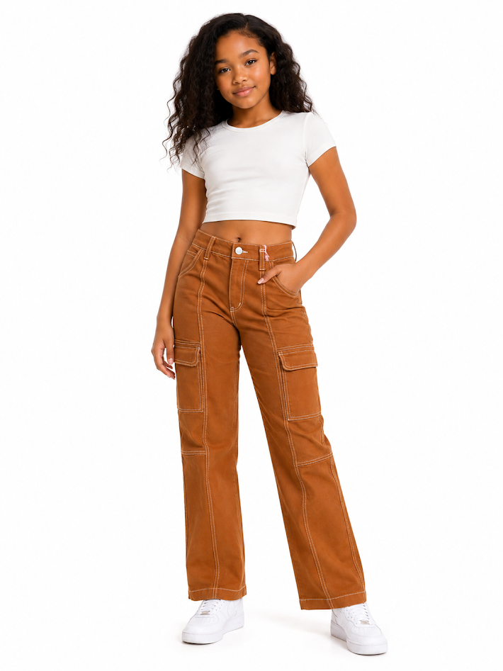CUTIE PATOOTIE STRETCH COLOR DENIM CARGO PANT