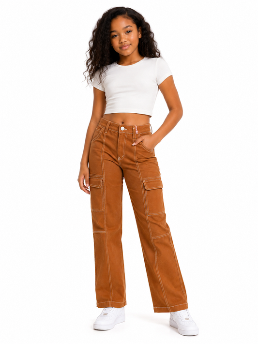 CUTIE PATOOTIE STRETCH COLOR DENIM CARGO PANT